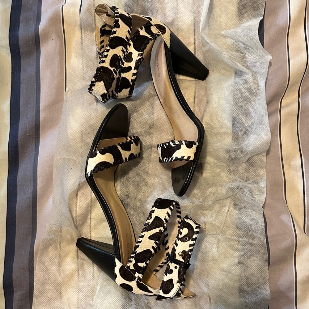 All Black Cowhide Patterned Heels